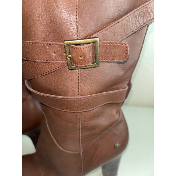 UGG Jardin Brown High Heel Leather Boots Size 8 - Picture 5 of 13